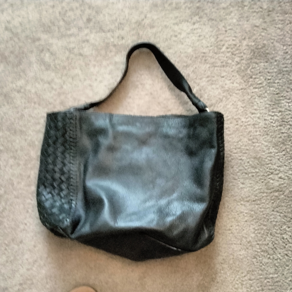 Cole Haan Black Shoulder Bag with Woven Detail